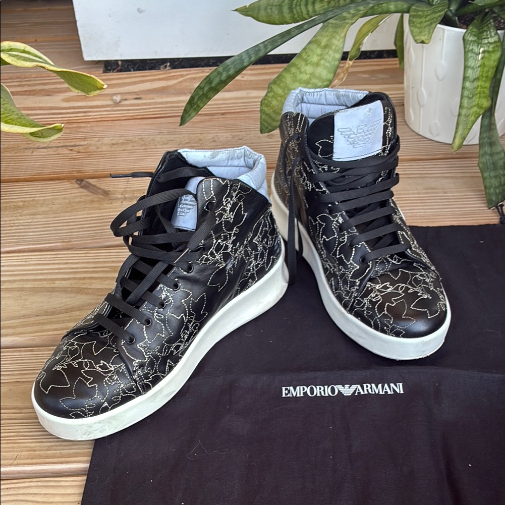 Emporio Armani Black And White Patterned High-Tops
